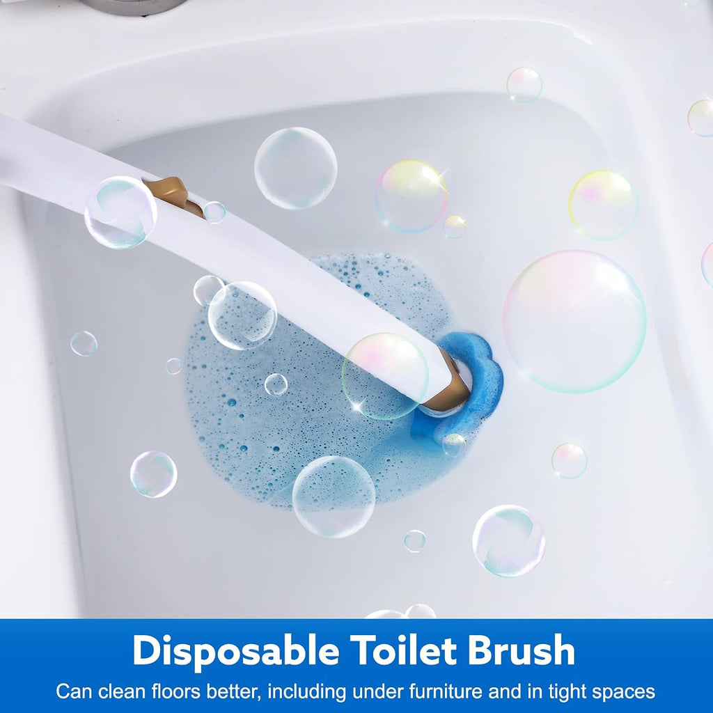 wlich Disposable Toilet Brush Set With 48 Refills, Wall-Mount Holder