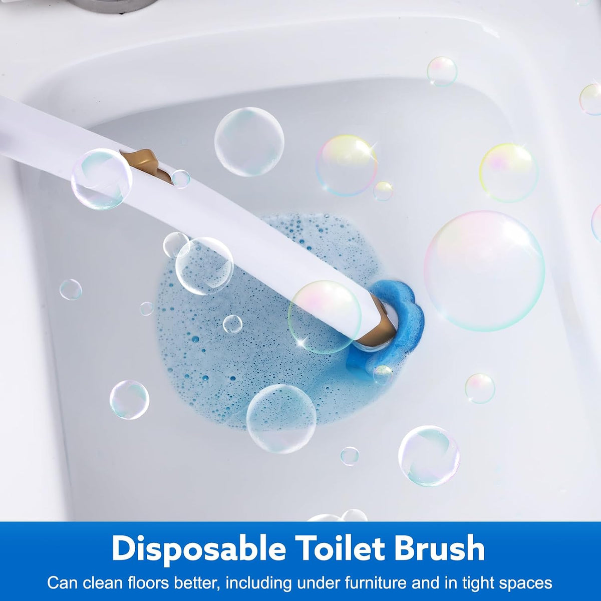 wlich Disposable Toilet Brush Set With 48 Refills, Wall-Mount Holder