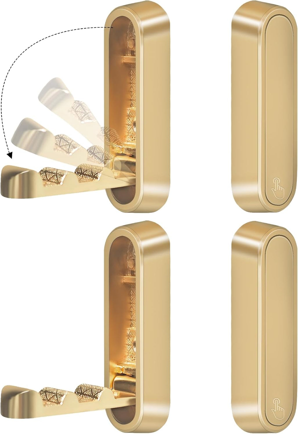 4PCS Foldable Wall Hooks, Heavy Duty Zinc Alloy Flip-Down Coat Hooks with Screw Mount, Holds up to 44 Lbs, Space-Saving Folding Wall Hangers for Bathroom, Closet, Bedroom, Entryway (Gold)
