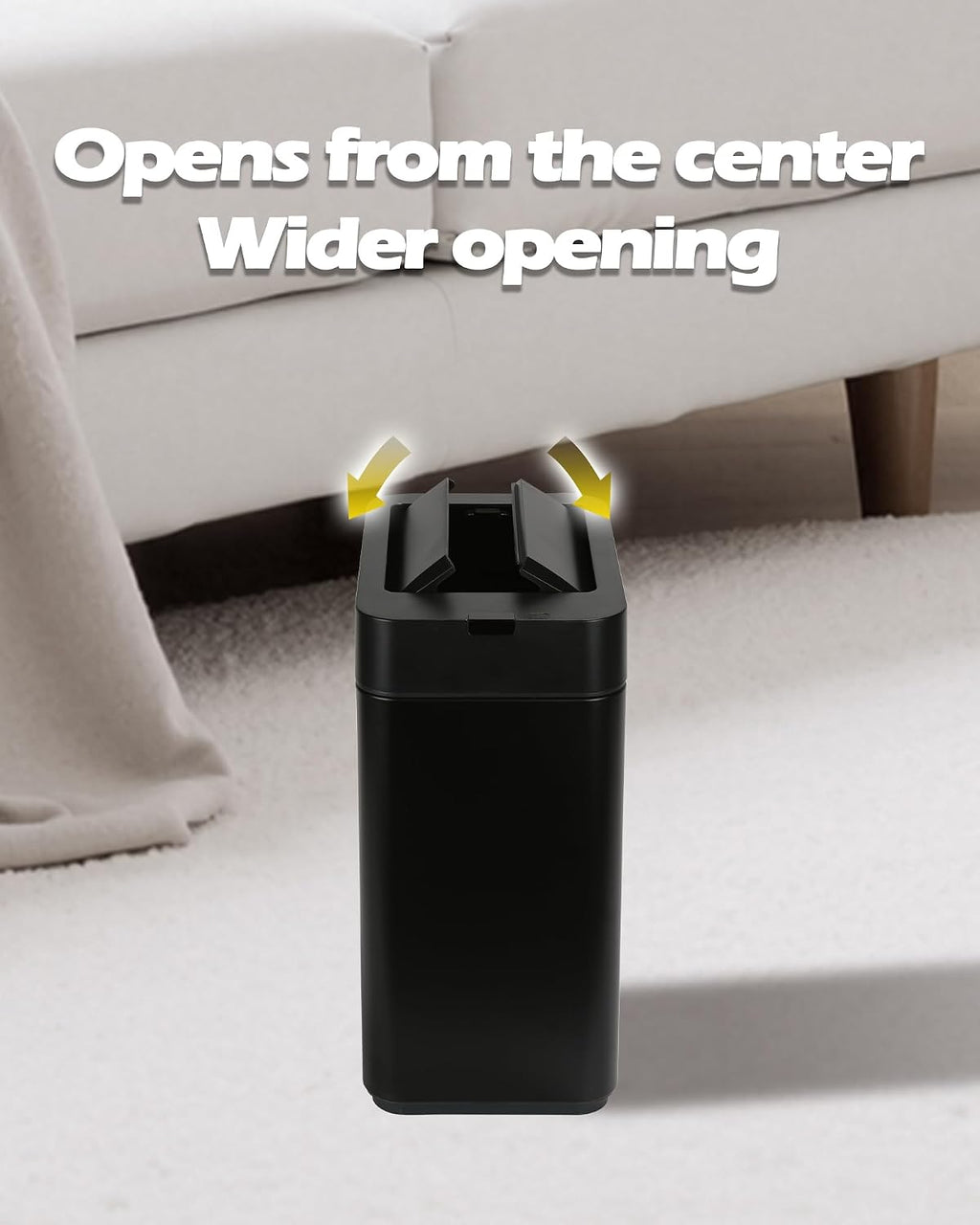 ELPHECO Slim Bathroom Trash Can with Lid 2.6 Gallon Smart Trash Can Black