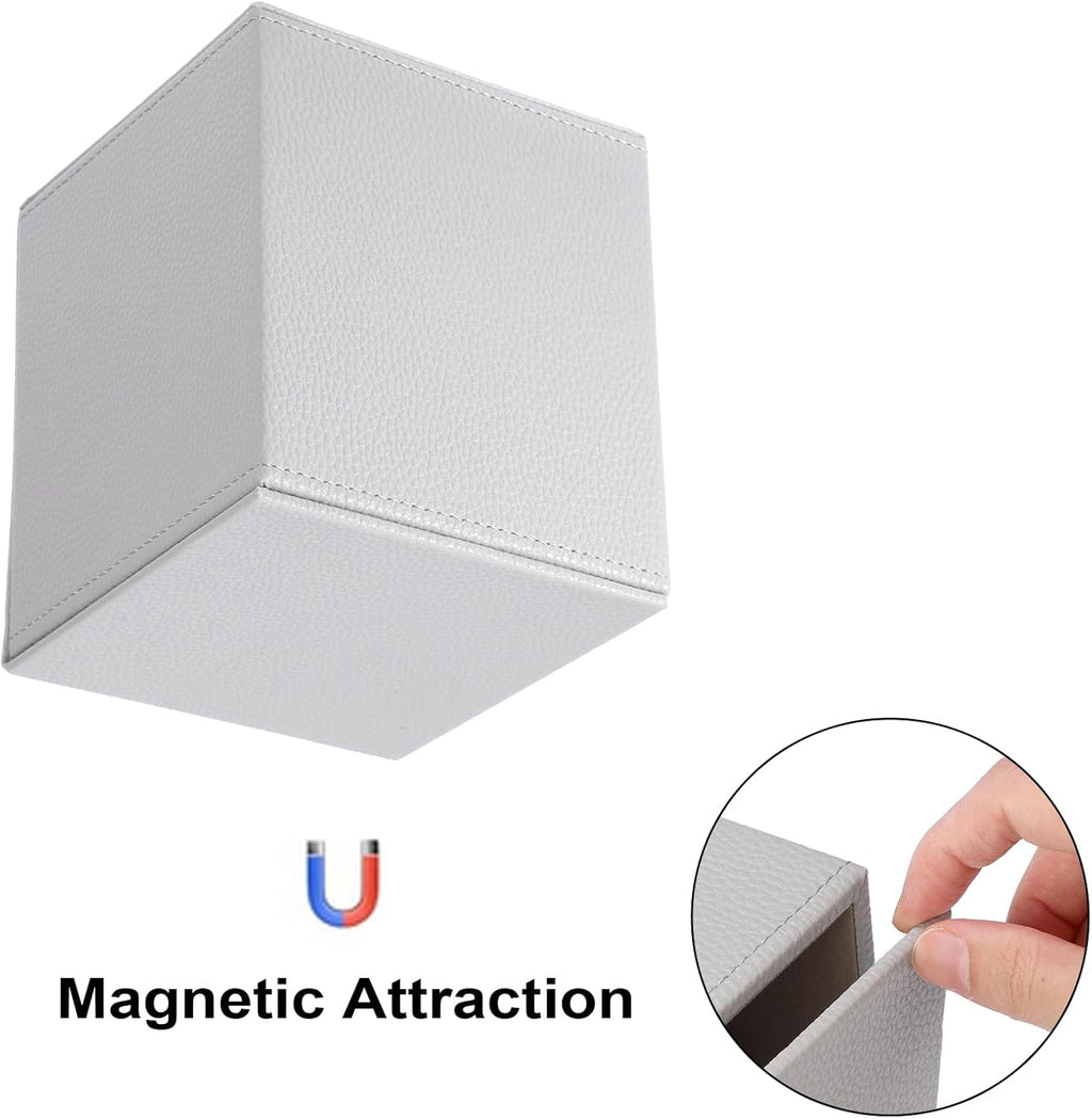 Sumnacon Tissue Box Cover Square,Magnetic Bottom PU Tissue Box Holder,Grey