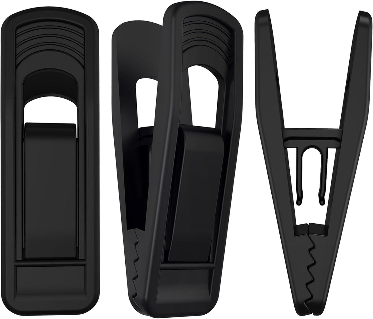 TOFIIGREM Hanger Clips Perfect for Velvet Hangers (Black, 80 PCS), Strong Plastic Clips Pant Skirt Hanger Clips for Black Flocking Felt Hangers