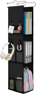 LOVEGRASS 3 Shelf Locker Organizer, Locker Shelf with Side Pockets, Black
