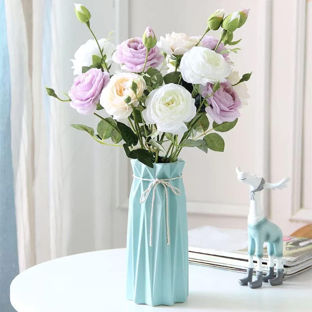 Disoza Ceramic Flower Vase Modern Home Decor Vases for Centerpieces Blue Minimalist Farmhouse 9.5" H x 3.9" W Cute Decorative Vases Flowers Tulip Pampas Grass Vase for Table Bathroom Shelf