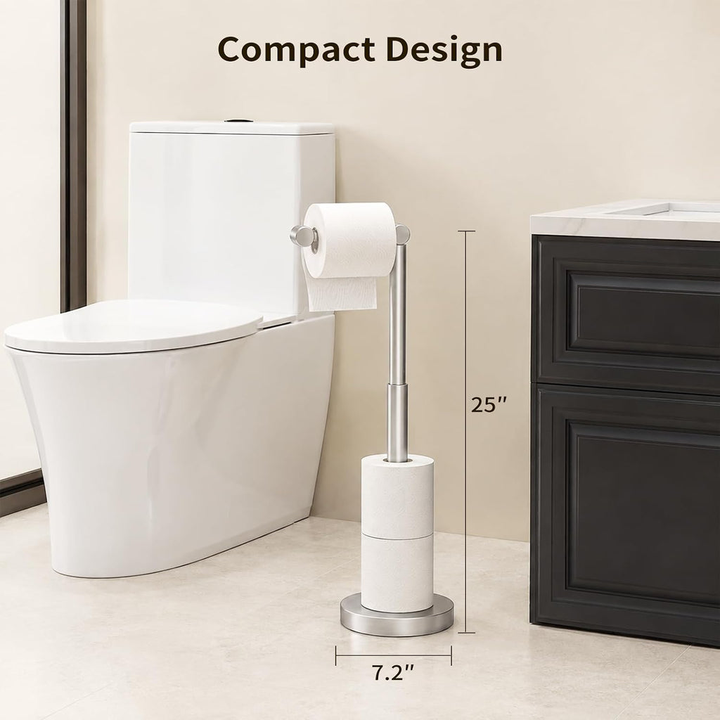 YUMORE Toilet Paper Holder Stand, Minimalist Design, Brushed Nickel
