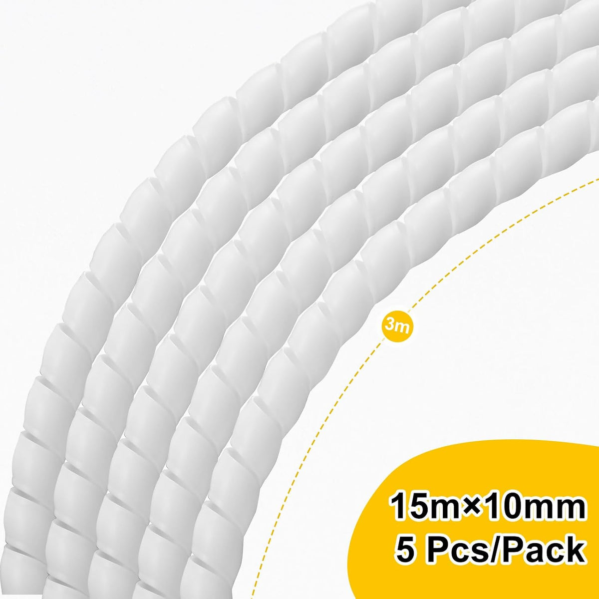 Flutesan 5 Pcs Dog and Cat Cord Protector 10 mm, 49.2 ft, White