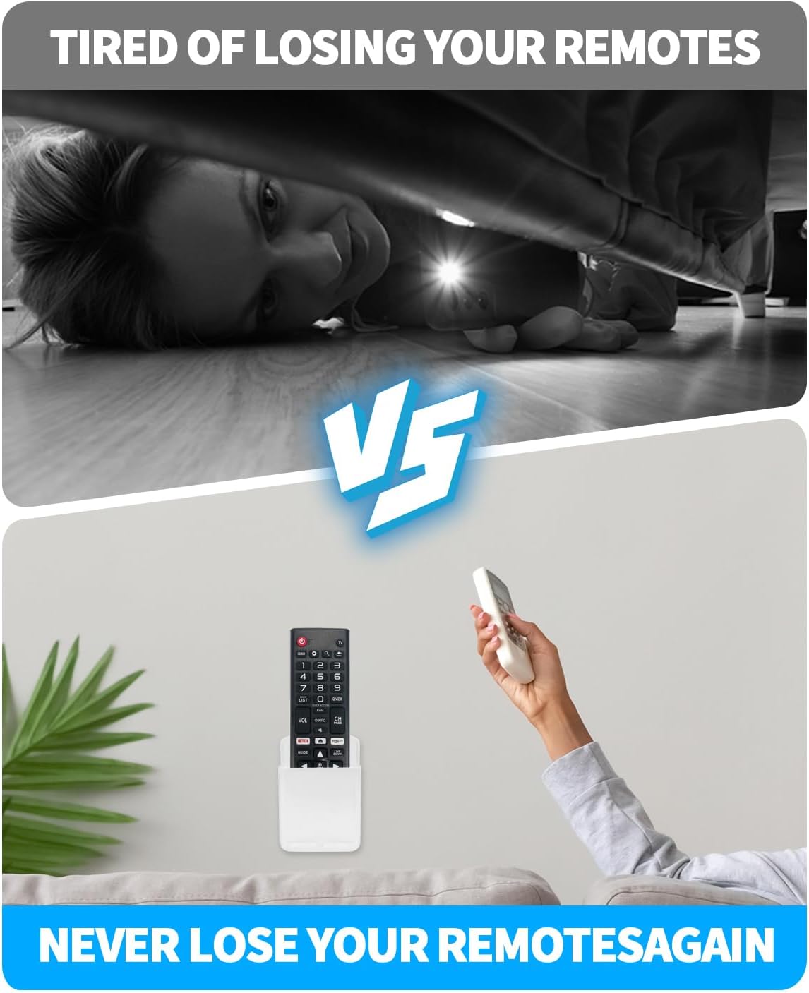 4 PCS Remote Control Holders Wall Mount, Self Adhesive TV Air Conditioner Remote Control Holder, Wall Mount Storage Holder Organizer Wall Pen Holder for Home Office School (Black White Gray Clear)