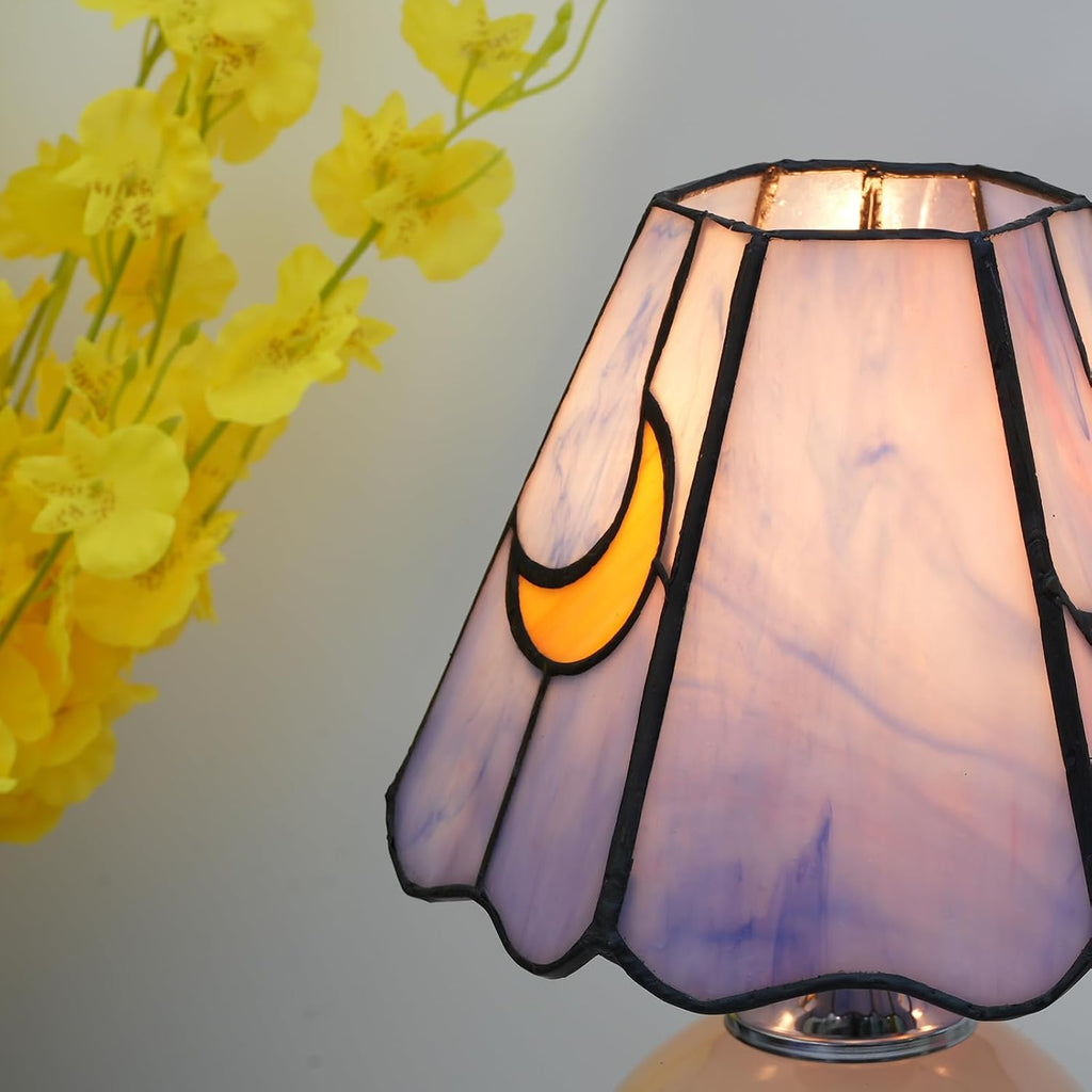 Tiffany Lamp Stained Glass Table Lamp Moon Mushroom Cute Small Bedside lamp Living Room Dining Room Office Decoration Desk lamp Home Decoration Creative Gift Scene Prop