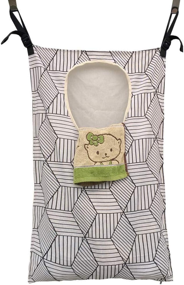 HDHYK Adjustable Space Saving Door Hanging Laundry Hamper with Stainless Steel Hooks