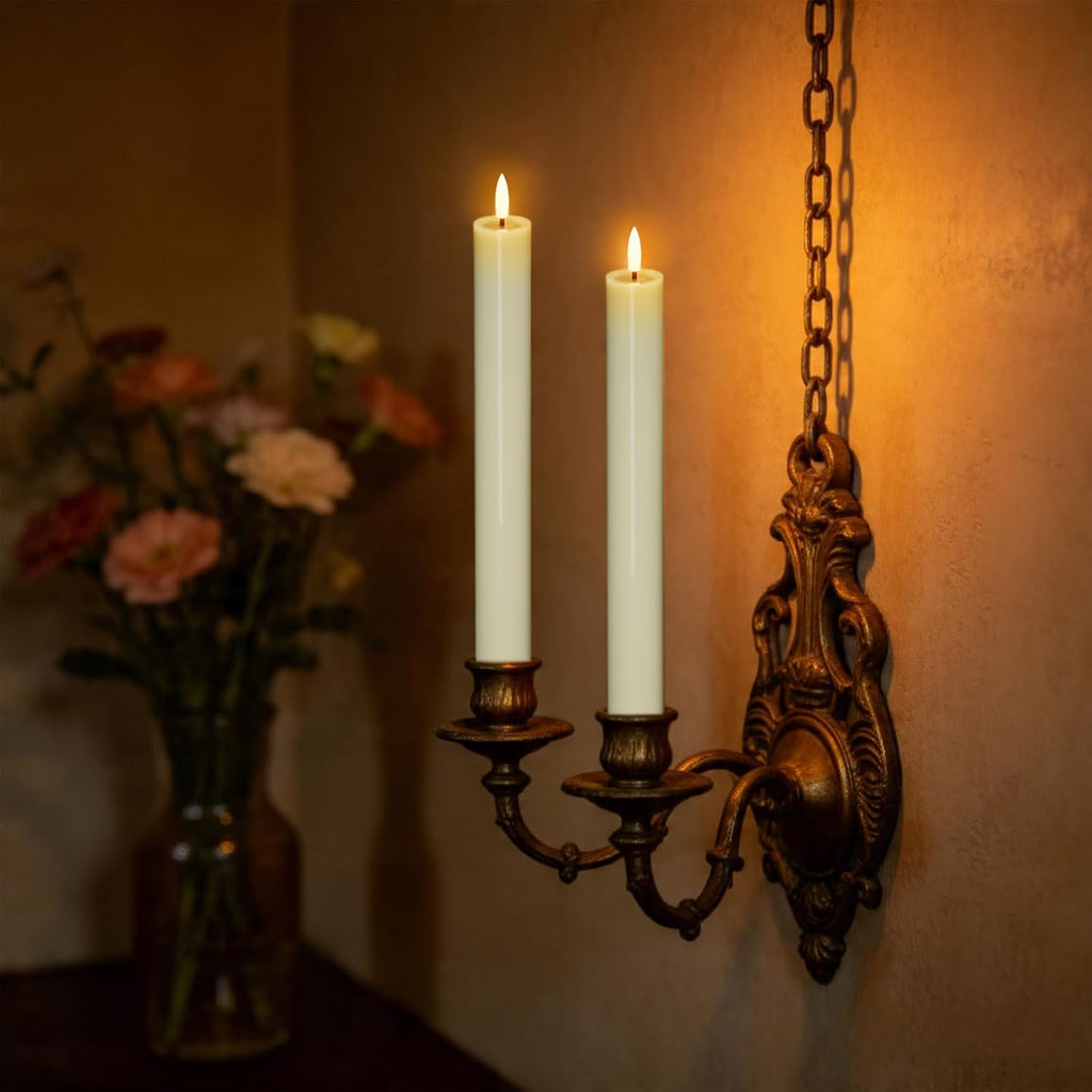 Large Flameless Taper Candles Battery Operated Remote and Timer