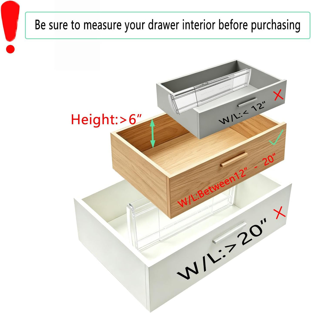 5 Pack 6" High Clear Adjustable Drawer Dividers Clothes,Expandable 12-20"