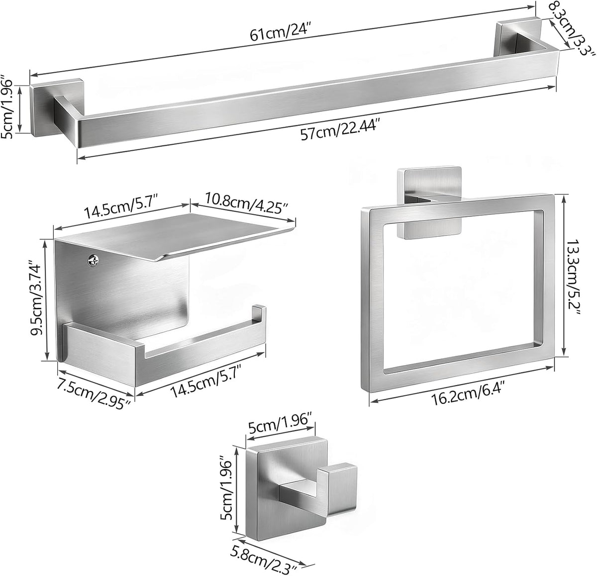 STWWO 10-Piece Bathroom Accessories Hardware Set Brushed Nickel