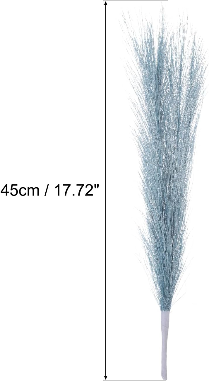 MECCANIXITY 5Pcs Faux Pampas Grass Small 45cm/17.7" Fake Fluffy Pampas Grass 7 Branches Artificial Vase Filler for Home Office Vase Wedding Decoration Light Blue