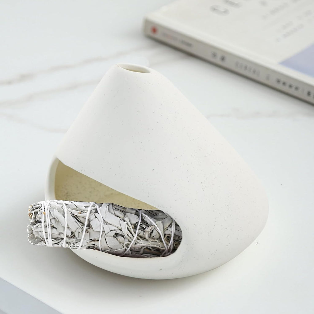 Palo Santo Holder, Ceramic Incense Burner Sage Holder for Burning(White)