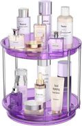 Rotating Makeup Organizer, Perfume Skincare Holder, 2 Tier 9 Inch, Purple