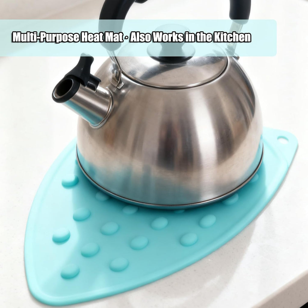 LeLehome Silicone Anti-Slip Iron Rest Pad for Ironing Board Hot Heat Resistant Steam Compact Mat, Home Kitchen Mat Blue Green, Teal
