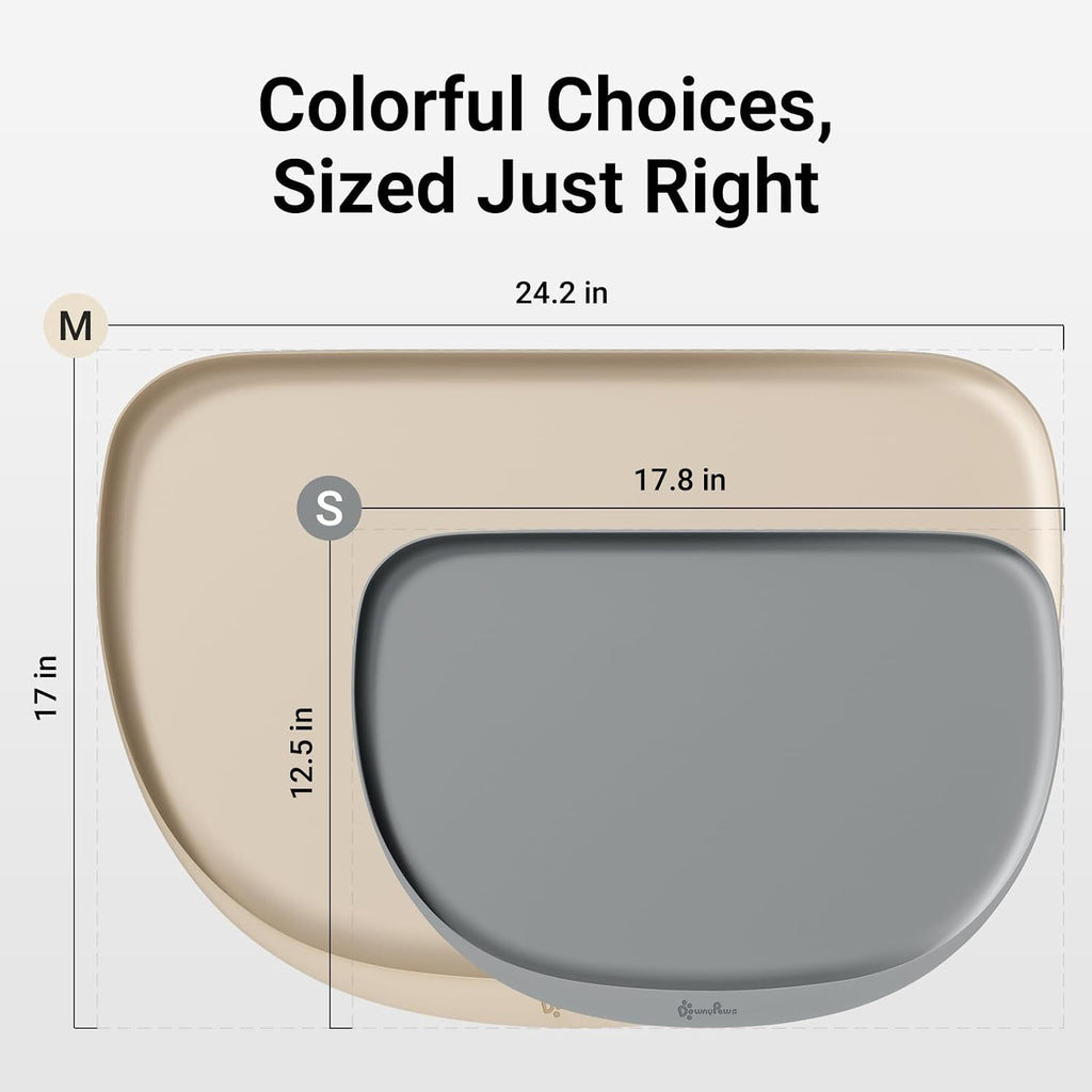DownyPaws Cat Food Mat,Silicone Waterproof Feeding Mat, 18"×12.5", Gray