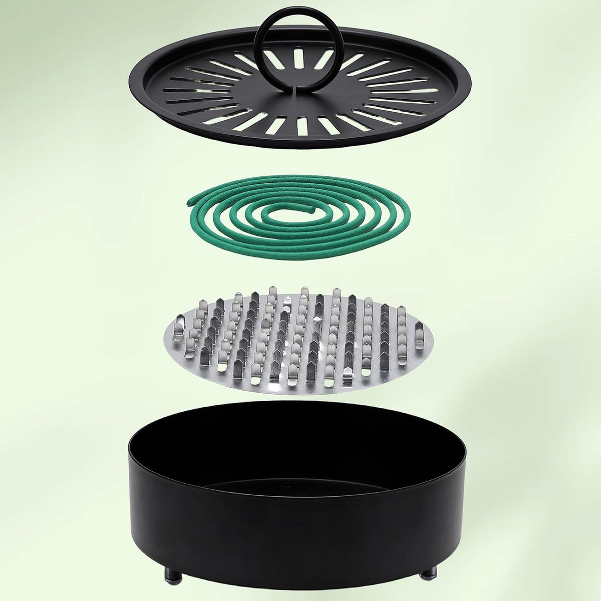 Mosquito Coil Holder Indoor Outdoor Incense Coil Holder Palo Santo Holder Burner Fire-Safety Citronella Incense Coil Holder for Home Patio Camping (Black)