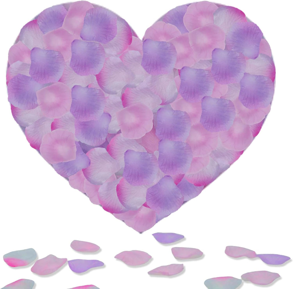 Rose Petals, 1200 Pcs Pink White Purple - Silk Rose Petals for Wedding Party Decoration