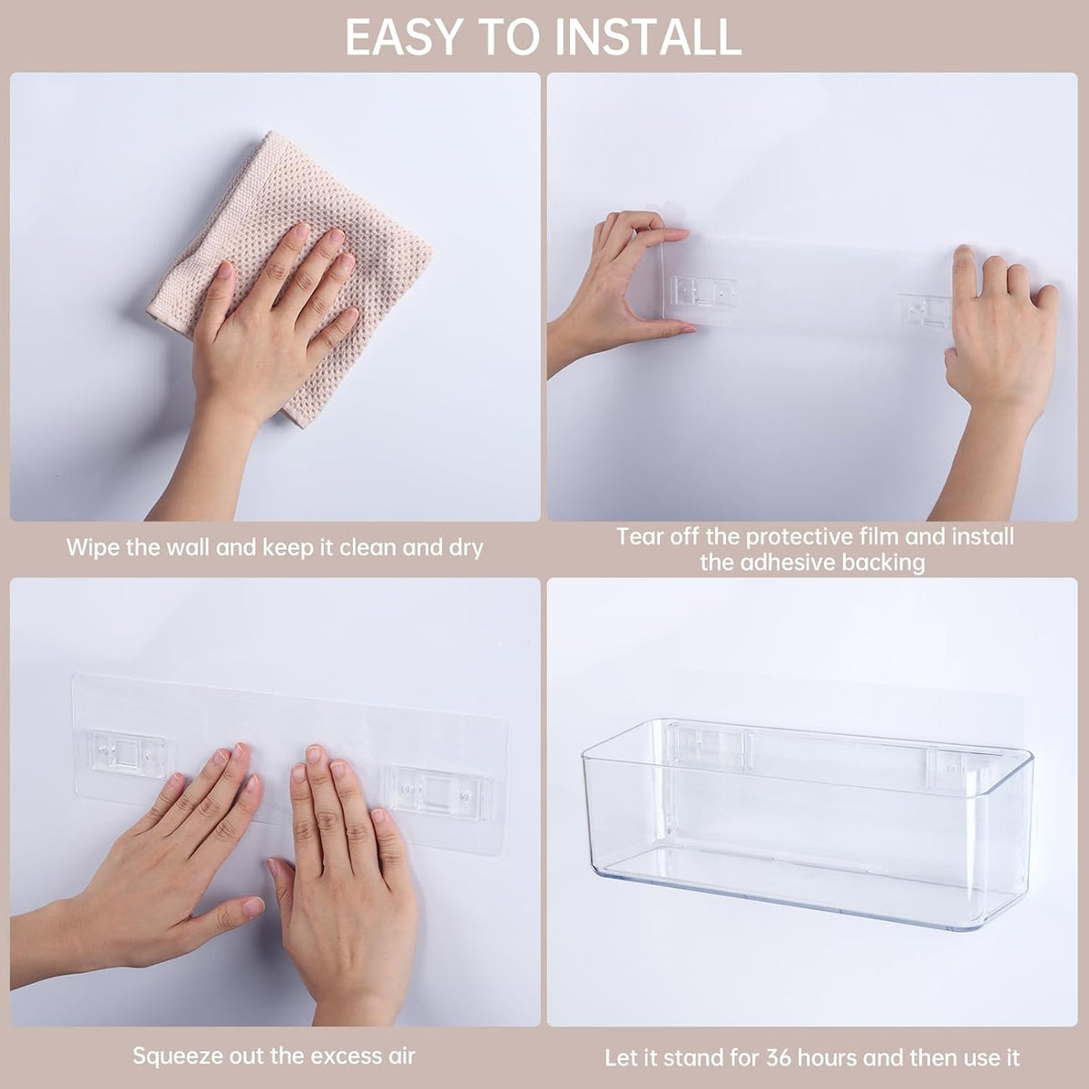 PAVSTINE 2 Pcs Clear Shower Shelf, Large Bathroom Wall Mounted Shower Caddy