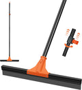 JEHONN Floor Squeegee Heavy Duty with 58.3 inches Long Handle, Rubber Scraper Broom for Cleaning Foam Water on Garage Concrete Bathroom Tile Marble Shower Glass Shop Deck Window Indoor Outdoor