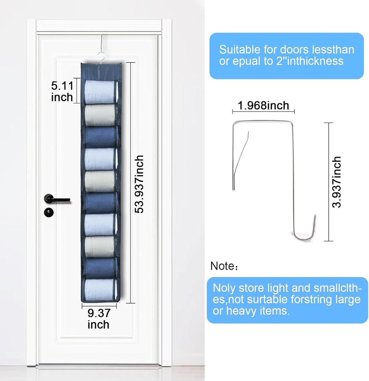 2-Pack Hanging Storage Legging Organizer for Wardrobe, Grey