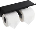 Self Adhesive Aluminum Waterproof Toilet Paper Holder with Shelf Black