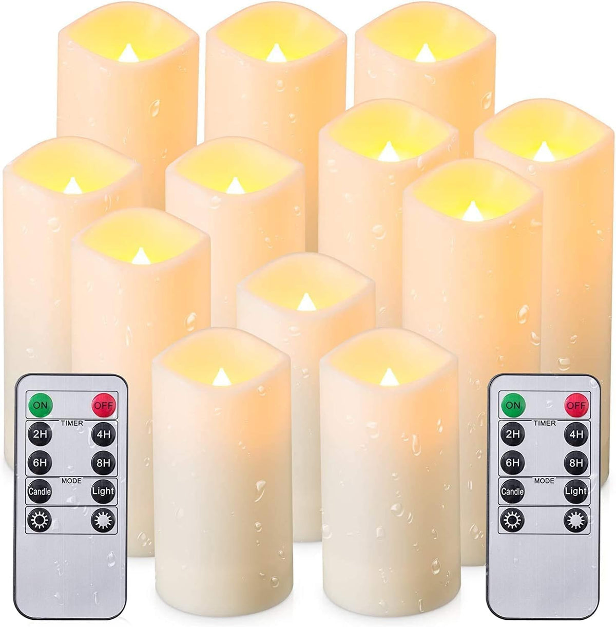Flameless Candles with Remote Control Waterproof Outdoors & Indoors, Battery Candles with Remote Timer, Decorative Remote Led Candles. (D 2.2''X H 4'' 5'' 6'' 7'') -12-Pack.