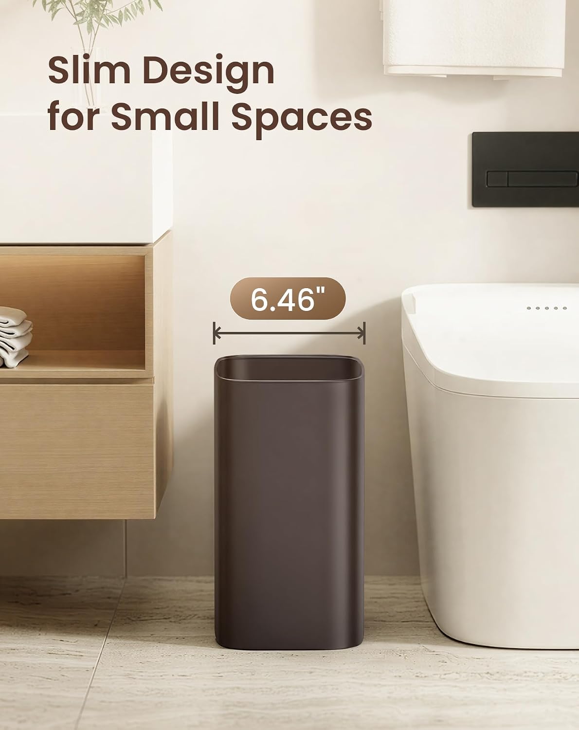 Cesun 3.4 Gallons Bathroom Trash Can, Small Under Sink Wastebasket, Brown