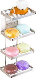 YQh 4 Tier Shower Shampoo Soap Holder, Shower Wall Soap Dish Holder, Shampoo Bar Holder, Bathroom Soap Box, Self-Draining Soap Bar Holder, Stainless Steel Soap Holder for Bathroom, Kitchen