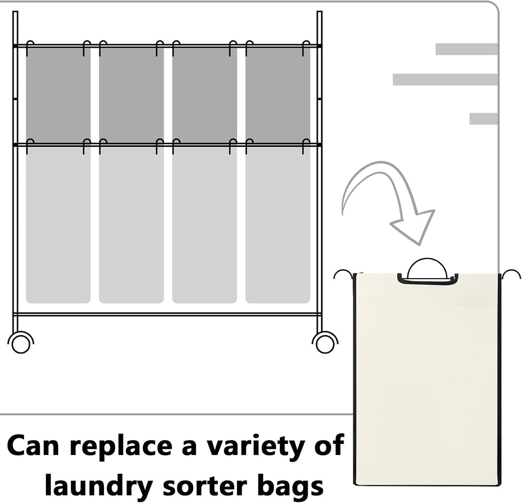 Bonuci 4 Pcs Laundry Sorter Replacement Bags, Beige