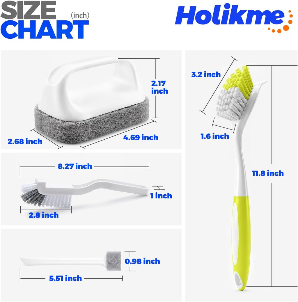 Holikme Dish Brush Cleaning Brush Set for Cleaning Groove Gap,Yellow