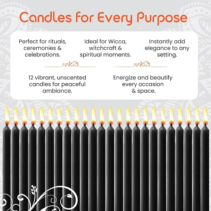 12 Pack Spell Chime Candles-4 Inch Black-Colored, Candle - for Home Decor Kitchen Decor Wedding Decoration-12 Spell Colored