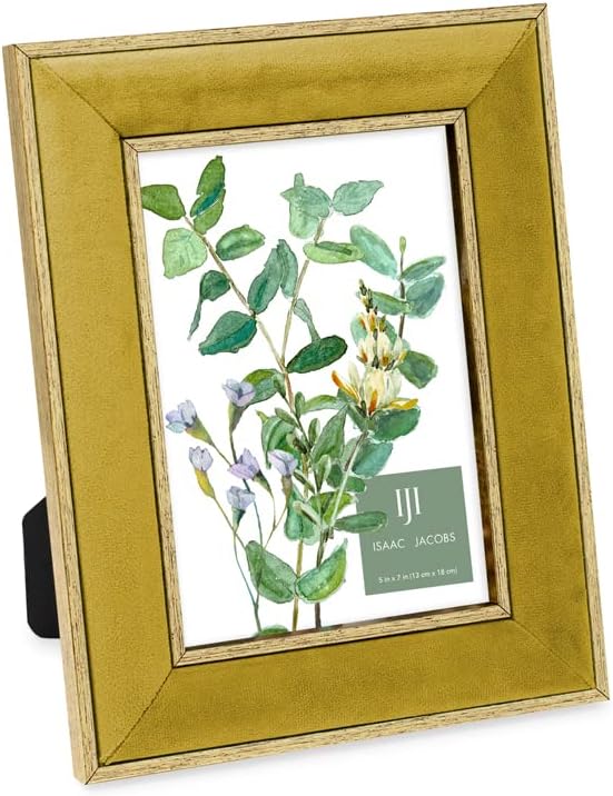 Isaac Jacobs 5x7 Mustard Velvet Picture Frame w/Metallic Gold Double Border