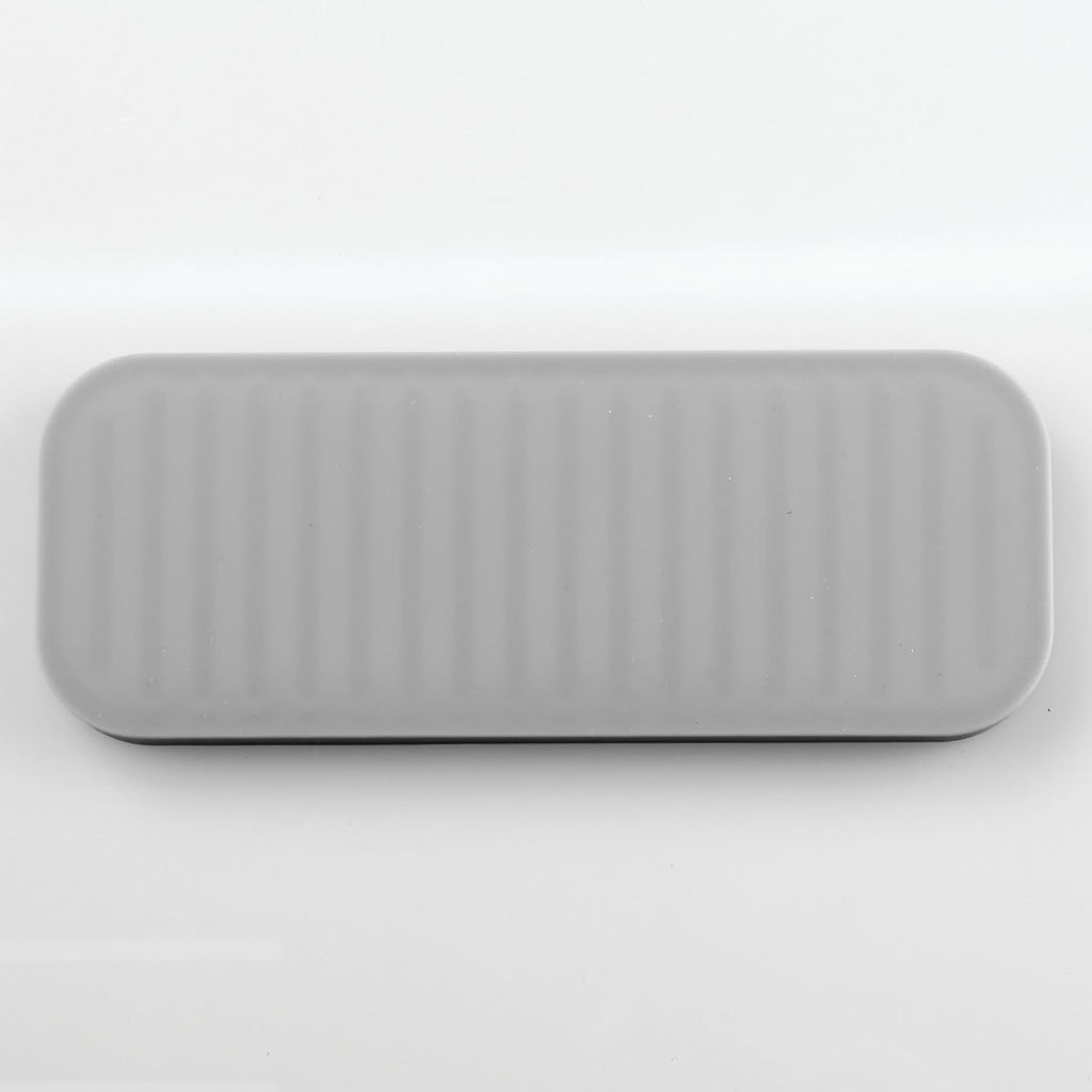 iDesign 63883 Lineo Silicone Kitchen Sink Tray for Sponges, Scrubbers, Soap, Stovetop Spoon Holder, 9" x 3.5" x 0.5", Gray