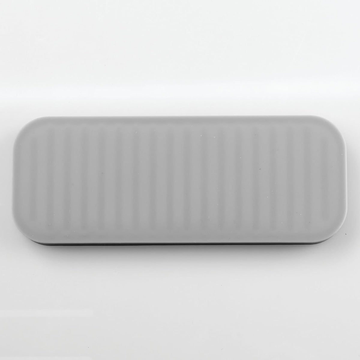 iDesign 63883 Lineo Silicone Kitchen Sink Tray for Sponges, Scrubbers, Soap, Stovetop Spoon Holder, 9" x 3.5" x 0.5", Gray