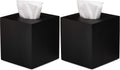 Essentra Home Matte Black Collection Square Tissue Box Cover (Pack of 2)