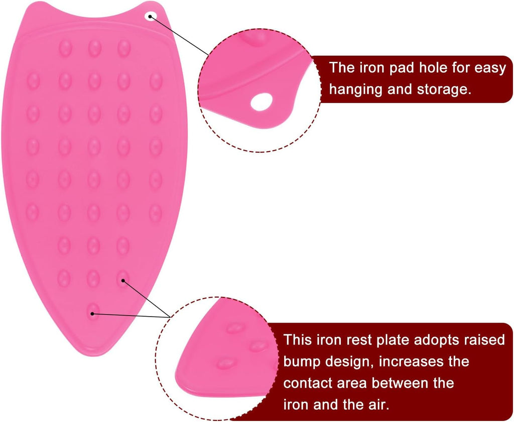 HARFINGTON 2pcs Silicone Iron Rest Pad, Multipurpose Iron Hot Resistant Mat Iron Rest Plate for Ironing Board Hot Heat Resistant Steam Compact Mat, Fuchsia/Blue