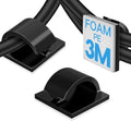 50Pcs Strong Black Adhesive Cable Clips, Dash cam Clips, car Wire Clips,Cord Organizer Cable Management,Cord Holder for Under Desk TV wall nightstand Office Home