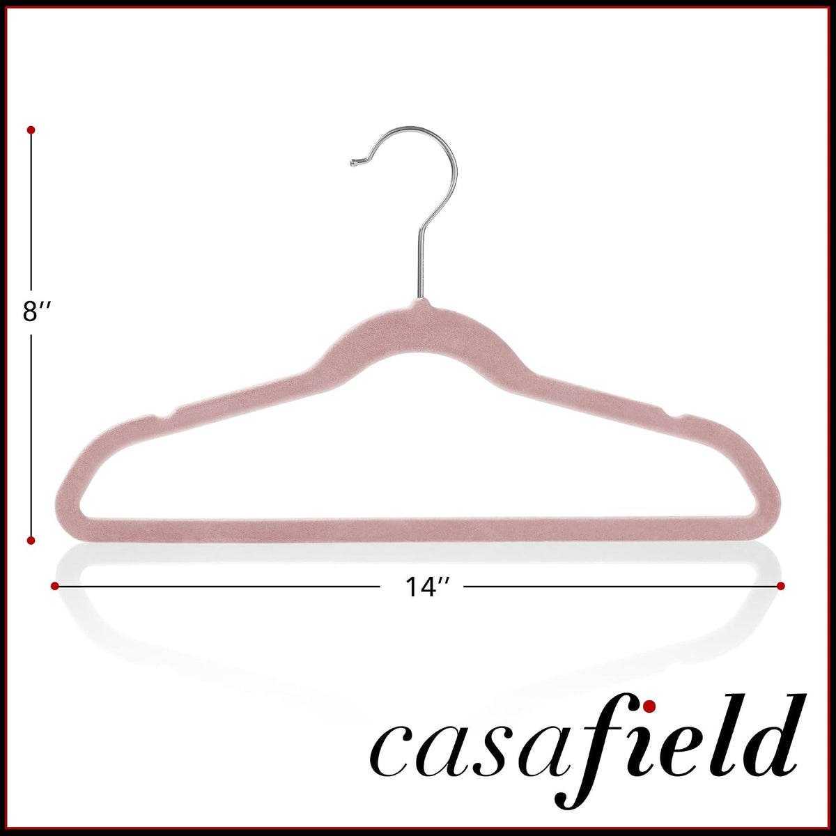 Casafield 50 Velvet Kid's Hangers - 14" Size for Children's Clothes - Light Pink