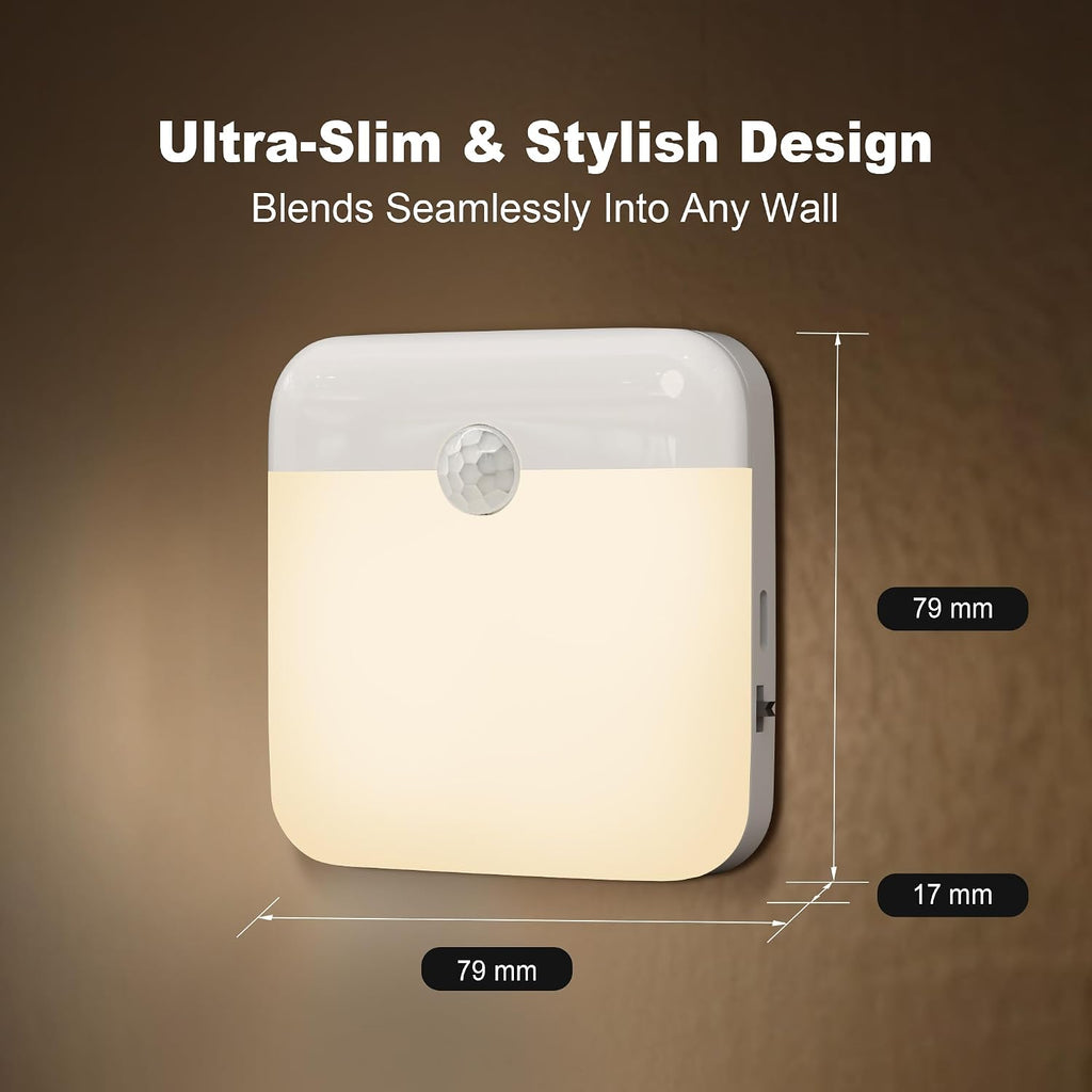 LED Sensor Night Light 2-Pack with Dusk Sensor and Motion Sensor, Rechargeable, Battery-Powered, Warm White, for Bedroom, Stairway, Closet