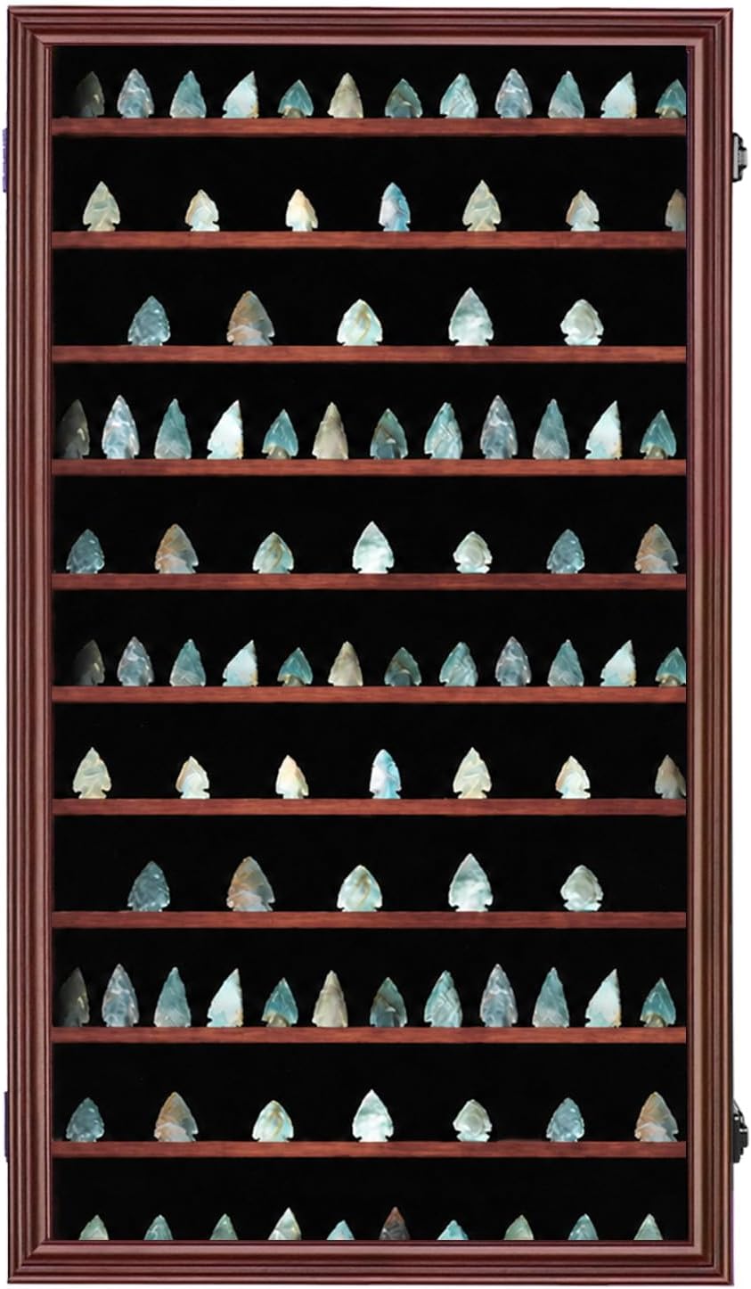 KCRasan Arrowhead Display Case Native American Arrowhead Shadow Box