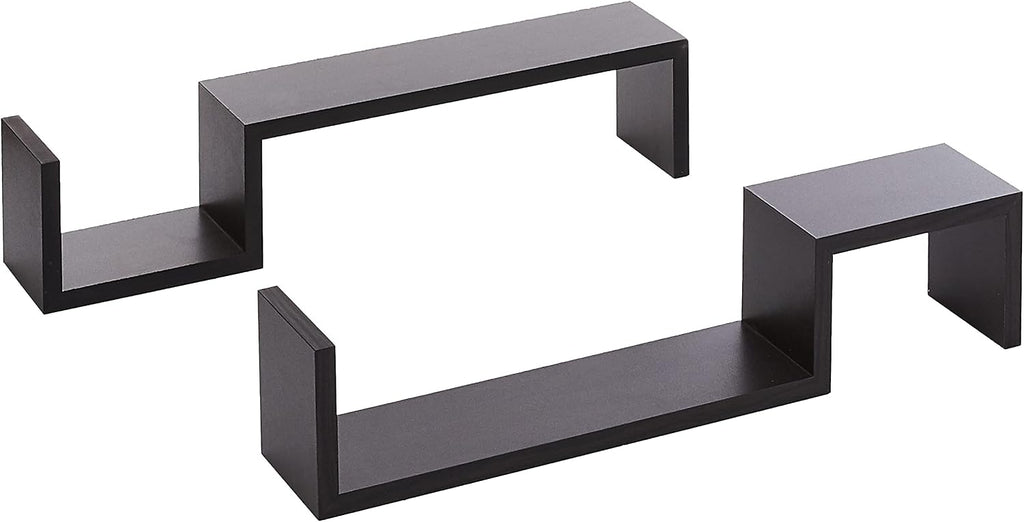 Greenco Set of 2 Decorative S Wall Mounted Floating Shelves- Espresso Finish (Espresso)