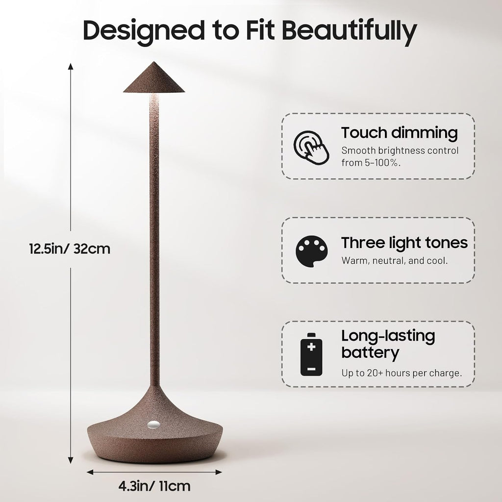 2 Pack Cordless Table Lamp, Rechargeable 6000mAh Battery Table Light