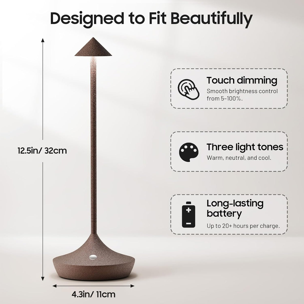 2 Pack Cordless Table Lamp, Rechargeable 6000mAh Battery Table Light