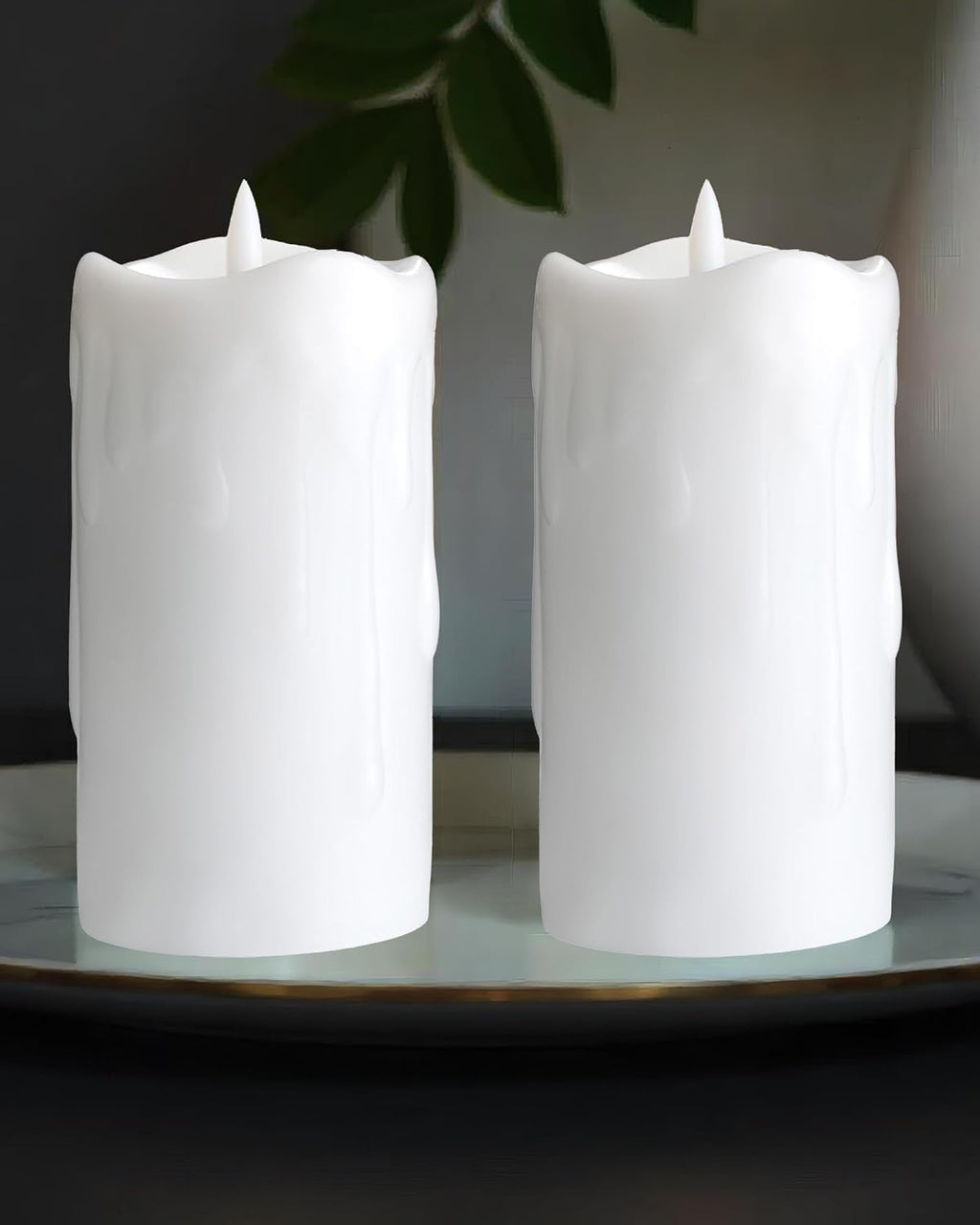 Gmnee 3"x6" Flickering Flameless Candles with Remote Timer, LED, Real Wax