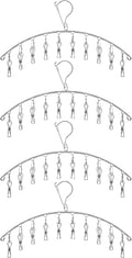 Toplife Clothes Hanger with 10 Clips, Stainless Steel, Windproof, for Drying Socks, Bras, Underwears, Baby Clothes, Hats, Scarfs, Towels, Pants and Gloves, Set of 4 (Outdoors)