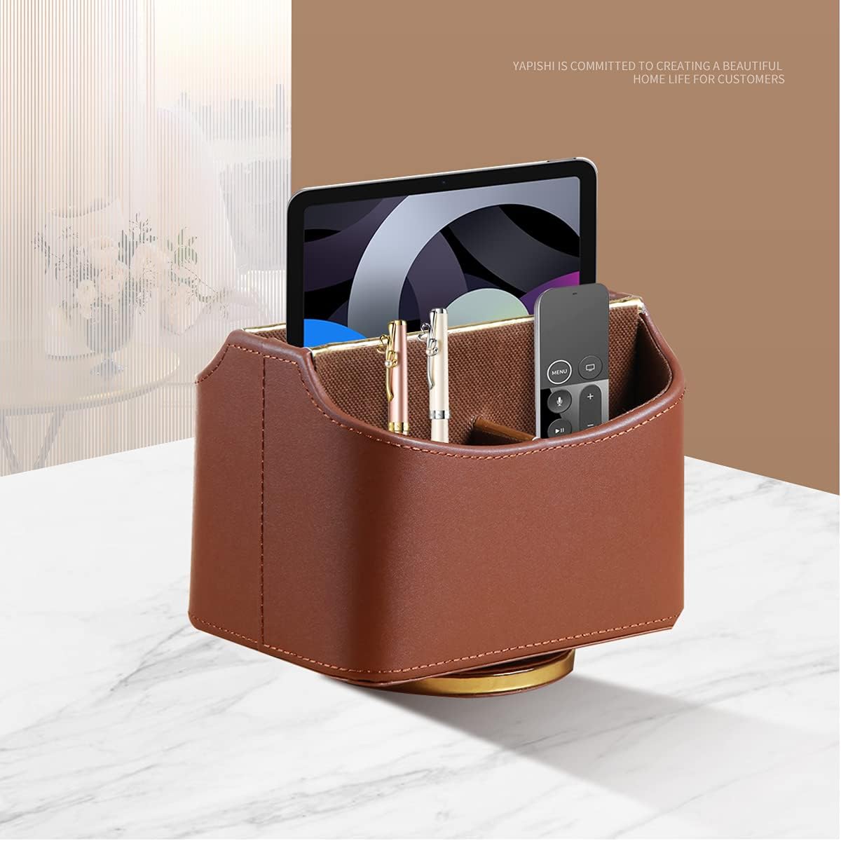 360° Swivel Remote Control Holder,TV Remote Caddy for Nightstand Table,Gold