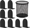 4 Pair Book Ends Metal BookEnds Universal Economy Bookend (Black, 4 Pair)