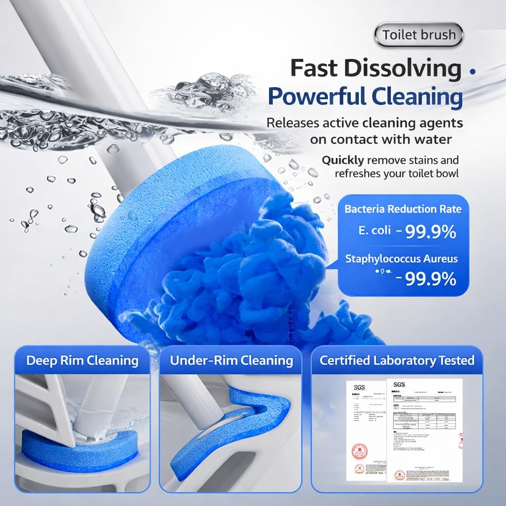 Count Disposable Toilet Brush Heads, Toilet Bowl Wand Refills, Replacement Heads for Toilet and Bathroom Cleaning, Not Compatible with Electric Toilet Brushes(24PCS)